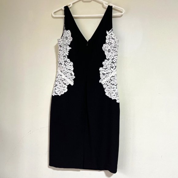 NEW Ralph Lauren Black & White Lace Sheath Dress- Elegant Evening Cocktail, Sz 4 - Picture 8 of 16